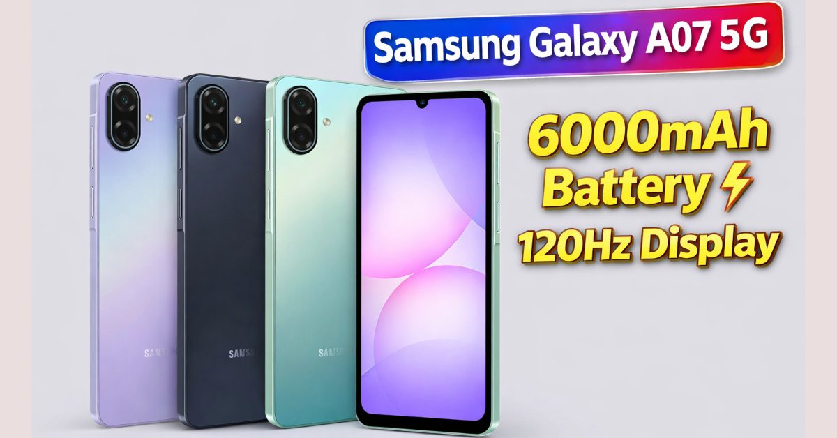 Samsung Galaxy A07 5G: 6000mAh Battery, 120Hz Display और 6 साल Update के साथ दमदार फोन