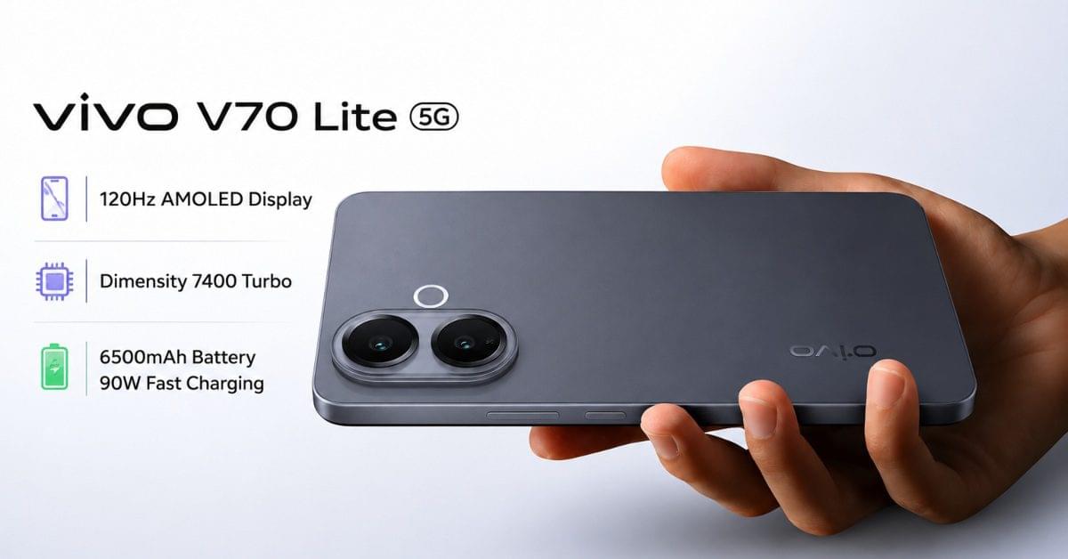 Vivo V70 Lite में 6500mAh बैटरी, 90W फास्ट चार्जिंग और 50MP कैमरा, जानें क्या है खास